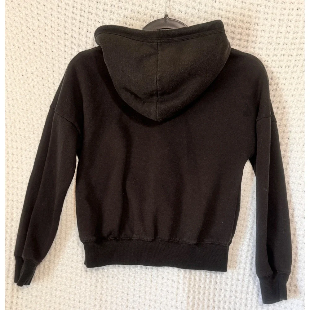 Justice Girls Full Zip Hoodie Sweatshirt Sequin Logo‎ Black Size M (10)